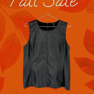 Ann Taylor Faux Leather Sleeveless Top in Black - X-Large